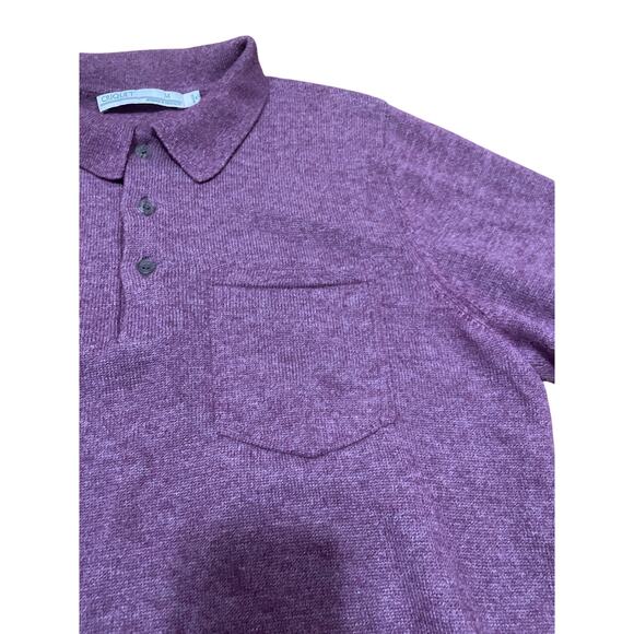 Criquet Purple Baby Alpaca Blend Knit Collared Henley Pullover Polo Golf Men's M - Picture 4 of 6